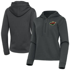 Minnesota Wild Antigua Women's Contemporary Quarter-Zip Hoodie Pewter