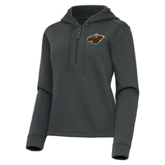 Minnesota Wild Antigua Women's Contemporary Quarter-Zip Hoodie Pewter