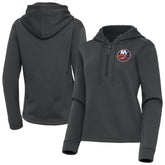 New York Islanders Antigua Women's Contemporary Quarter-Zip Hoodie Pewter