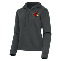 Ottawa Senators Antigua Women's Contemporary Quarter-Zip Hoodie Pewter