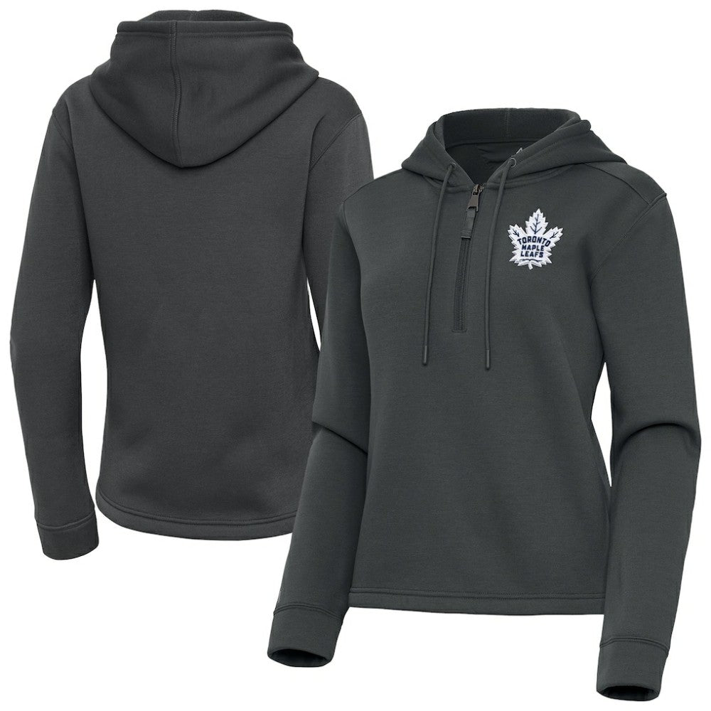 Toronto Maple Leafs Antigua Women's Contemporary Quarter-Zip Hoodie Pewter