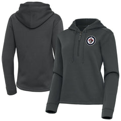 Winnipeg Jets Antigua Women's Contemporary Quarter-Zip Hoodie Pewter