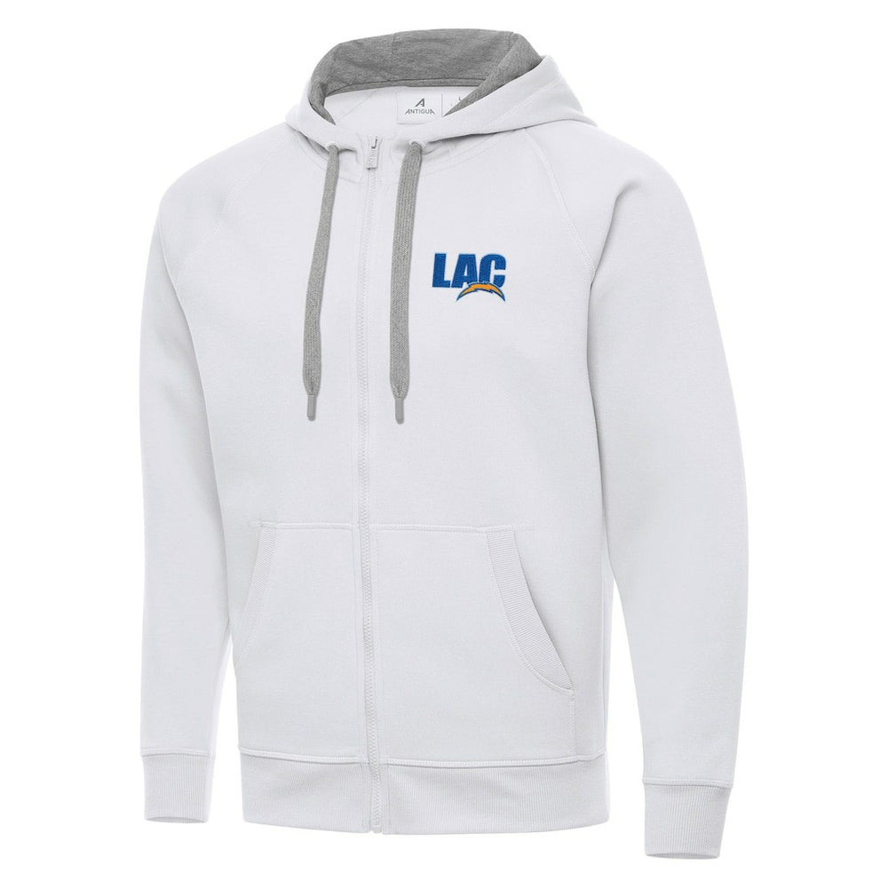 Men's Los Angeles Chargers Antigua Victory Full-Zip Hoodie - White cheap