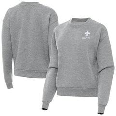 New Orleans Saints Antigua Women's Victory Crew Pullover Sweatshirt - Heather Gray cheap