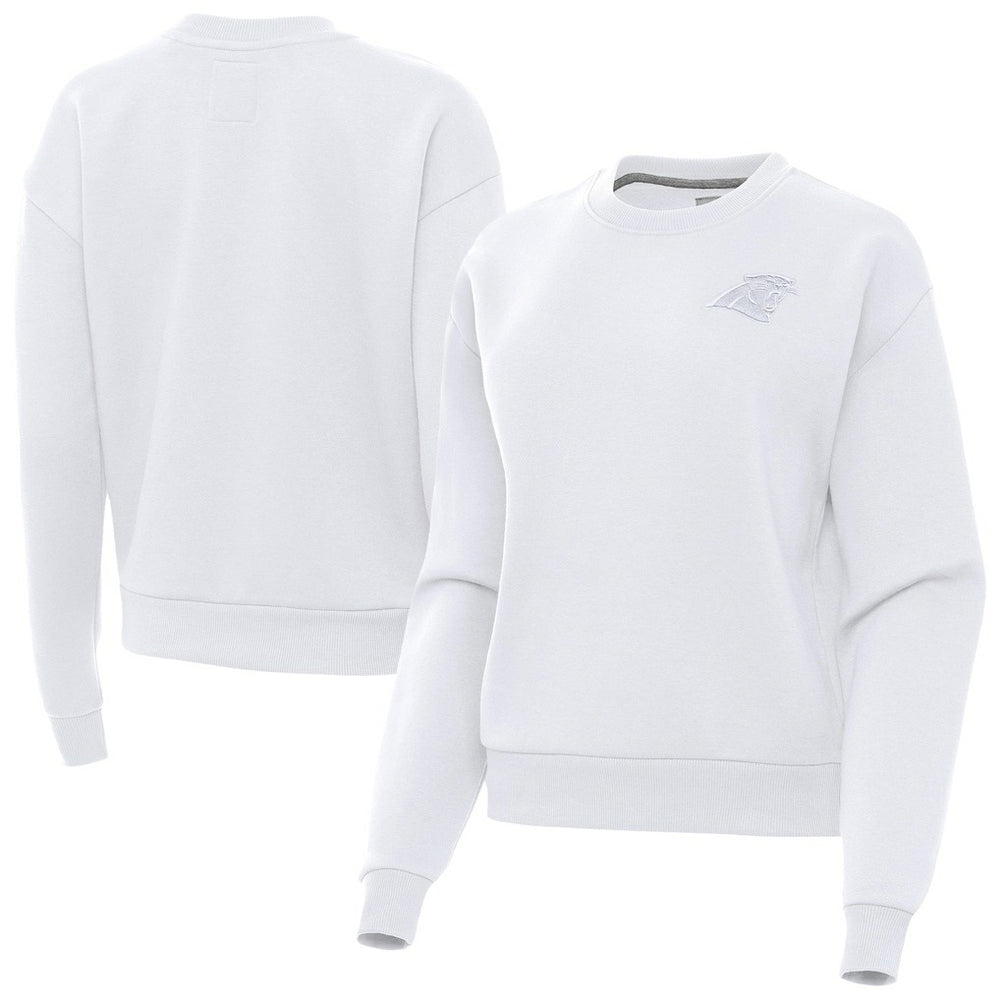 Carolina Panthers Antigua Women's Victory Crew Pullover Sweatshirt - White on sale