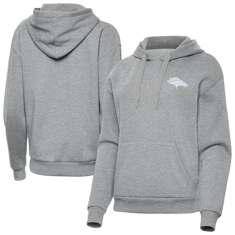 Denver Broncos Antigua Women's Victory Pullover Hoodie - Heather Gray discount