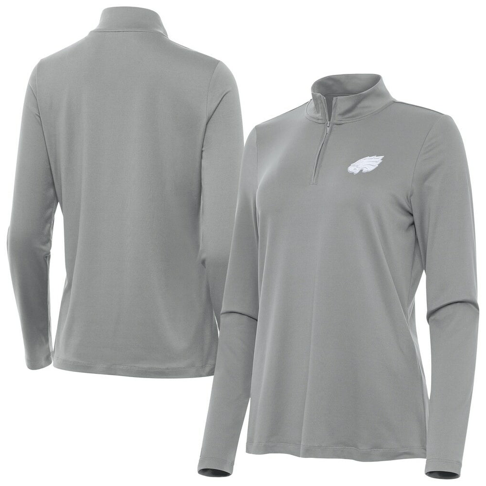 Philadelphia Eagles Antigua Women's Reprocess Quarter-Zip Top - Gray for sale