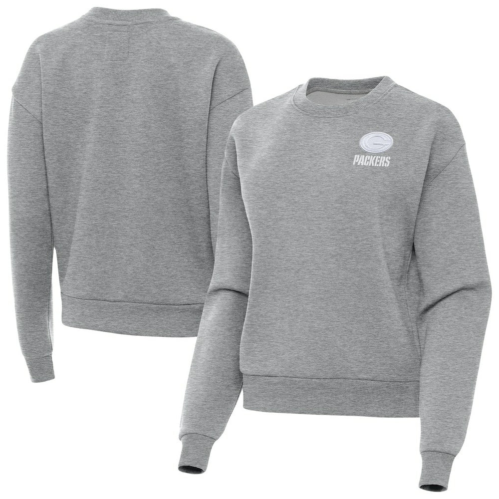 Green Bay Packers Antigua Women's Victory Crew Pullover Sweatshirt - Heather Gray online