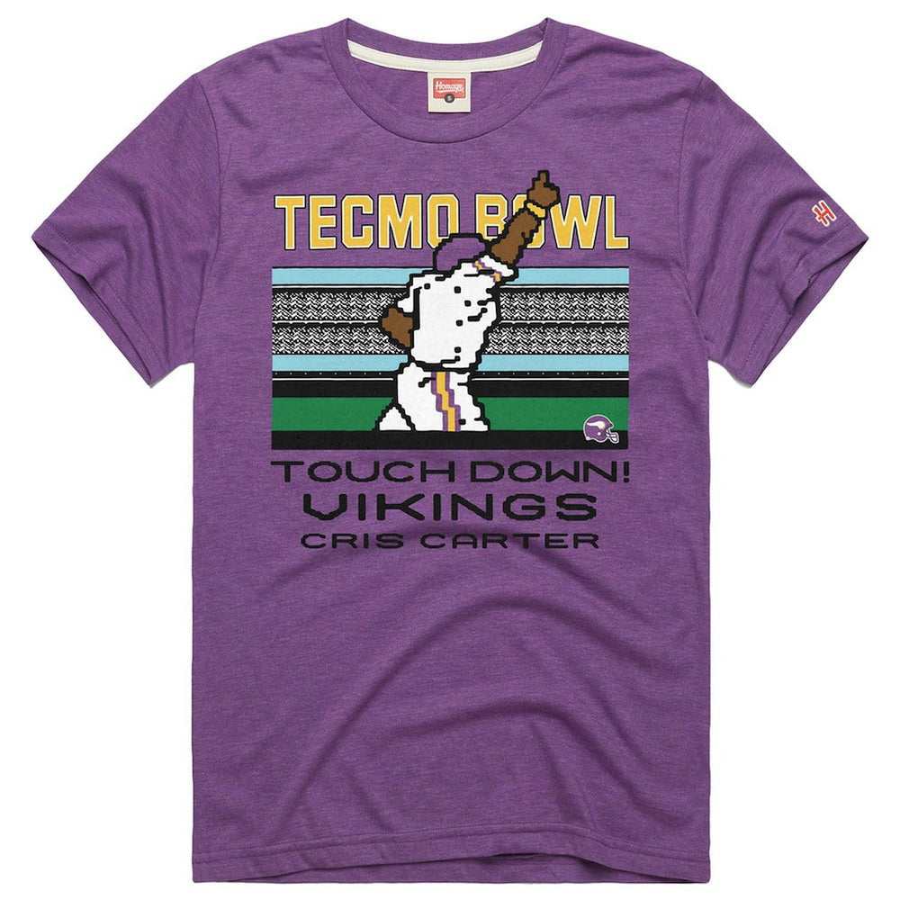 Cris Carter Minnesota Vikings Homage Unisex Tecmo Bowl Retired Player Graphic Tri-Blend T-Shirt - Purple on sale