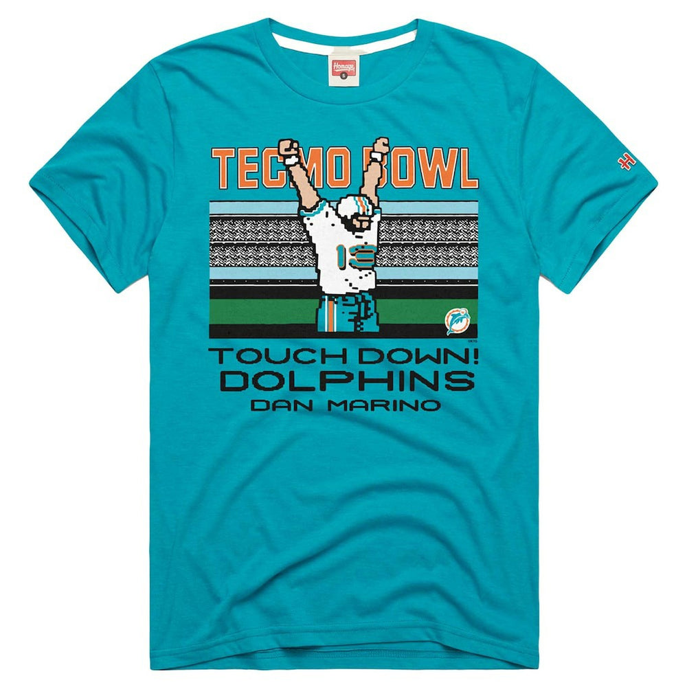 Dan Marino Miami Dolphins Homage Unisex Tecmo Bowl Retired Player Graphic Tri-Blend T-Shirt - Aqua online