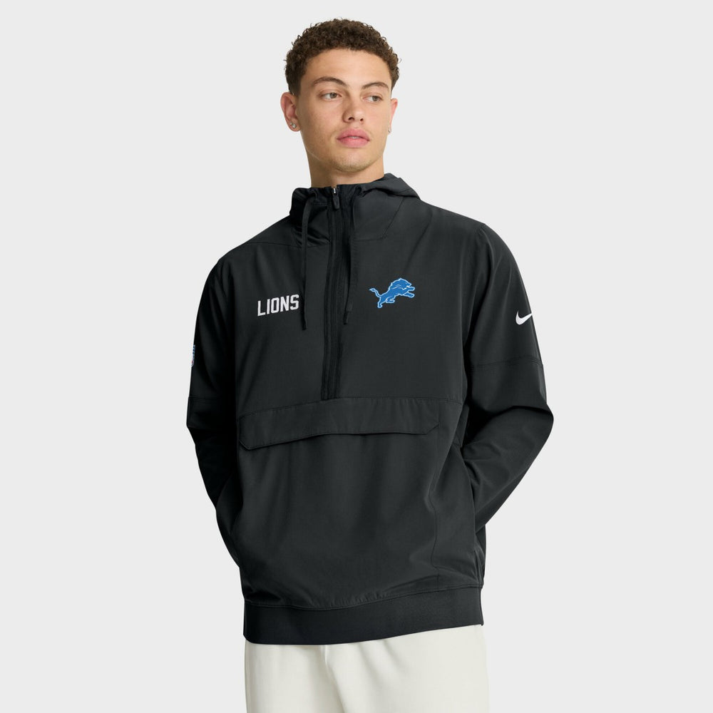 Detroit Lions Sideline Alt Pack Anorak Half-Zip Hoodie Jacket - Black | Nike cheap
