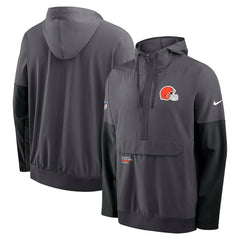 Cleveland Browns Sideline Anorak Half-Zip Hoodie Jacket - Anthracite | Nike outlet