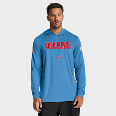 Tennessee Titans Sideline Oilers Throwback Dri-FIT Long Sleeve Hoodie T-Shirt - Light Blue | Nike outlet