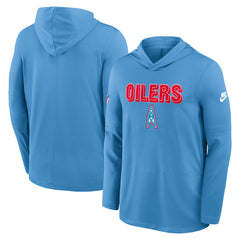 Tennessee Titans Sideline Oilers Throwback Dri-FIT Long Sleeve Hoodie T-Shirt - Light Blue | Nike outlet
