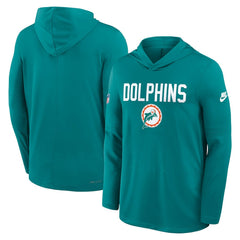 Miami Dolphins Sideline Pass Accuracy Dri-FIT Long Sleeve Hoodie T-Shirt - Aqua | Nike on sale