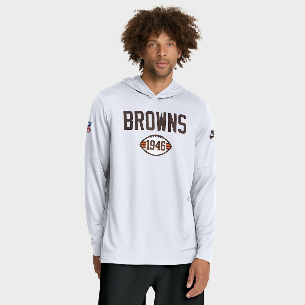 Cleveland Browns Sideline Pass Accuracy Dri-FIT Long Sleeve Hoodie T-Shirt - White | Nike discount