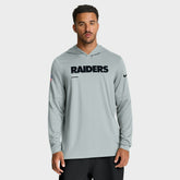 Las Vegas Raiders Sideline Pure Fury Performance Long Sleeve Hoodie T-Shirt - Silver | Nike sale