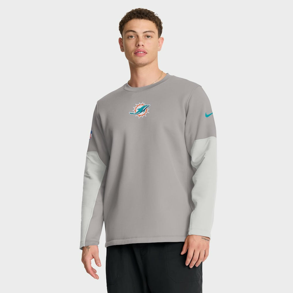 Miami Dolphins Sideline Coach Therma-FIT Long Sleeve T-Shirt - Gray | Nike for sale