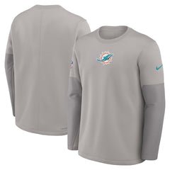Miami Dolphins Sideline Coach Therma-FIT Long Sleeve T-Shirt - Gray | Nike for sale