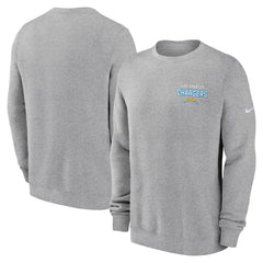 Los Angeles Chargers Primetime Club Fleece Pullover Sweatshirt - Heather Gray | Nike for sale