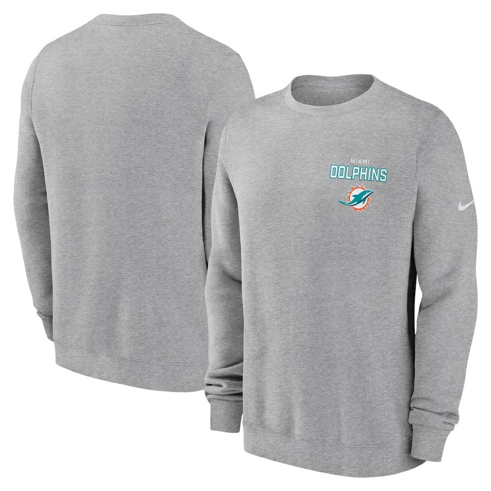 Miami Dolphins Primetime Club Fleece Pullover Sweatshirt - Heather Gray | Nike discount