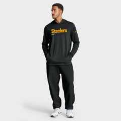 Pittsburgh Steelers Big & Tall Sideline Dri-FIT Long Sleeve Hoodie T-Shirt - Black | Nike outlet