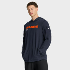Chicago Bears Big & Tall Sideline Dri-FIT Long Sleeve Hoodie T-Shirt - Navy | Nike for sale