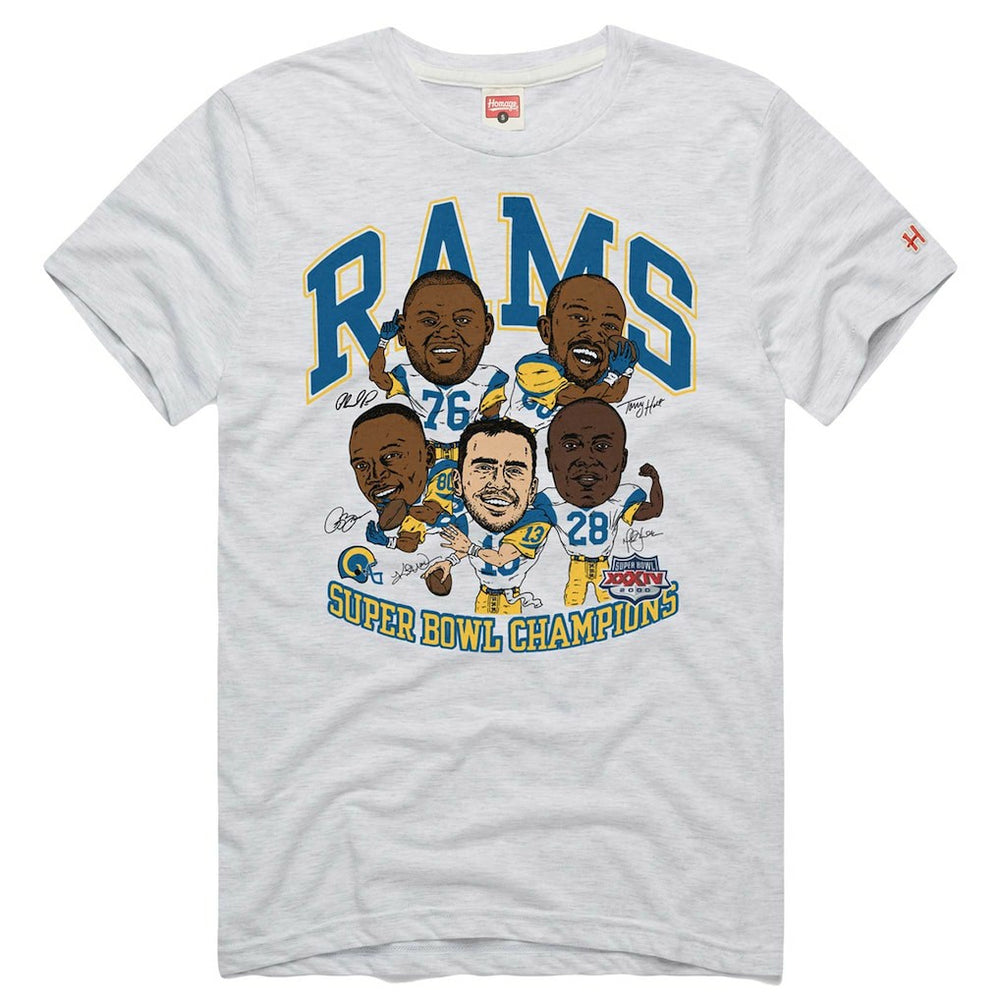 Los Angeles Rams Homage Unisex Super Bowl XXXIV Champs Player Graphic Tri-Blend T-Shirt - Ash cheap