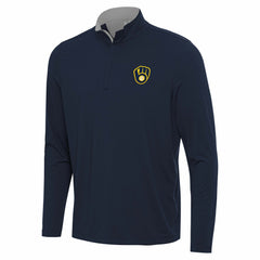 Milwaukee Brewers Antigua Content Quarter-Zip Top - Navy