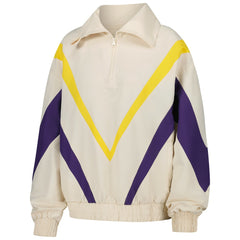 Los Angeles Lakers Terez Women's Retro Chevron Ripstop Quarter-Zip Windbreaker Jacket - White online