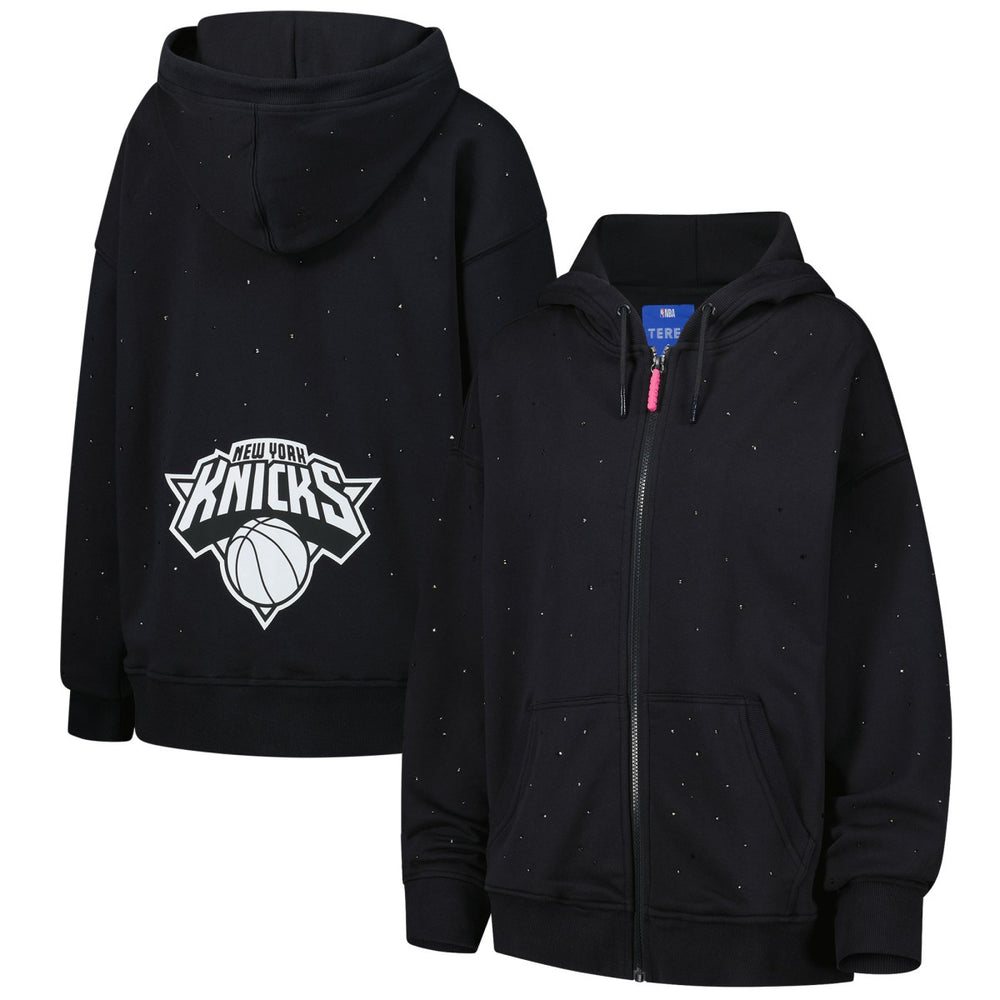 New York Knicks Terez Women's Oversized Allover Gemstone Full-Zip Hoodie - Black sale