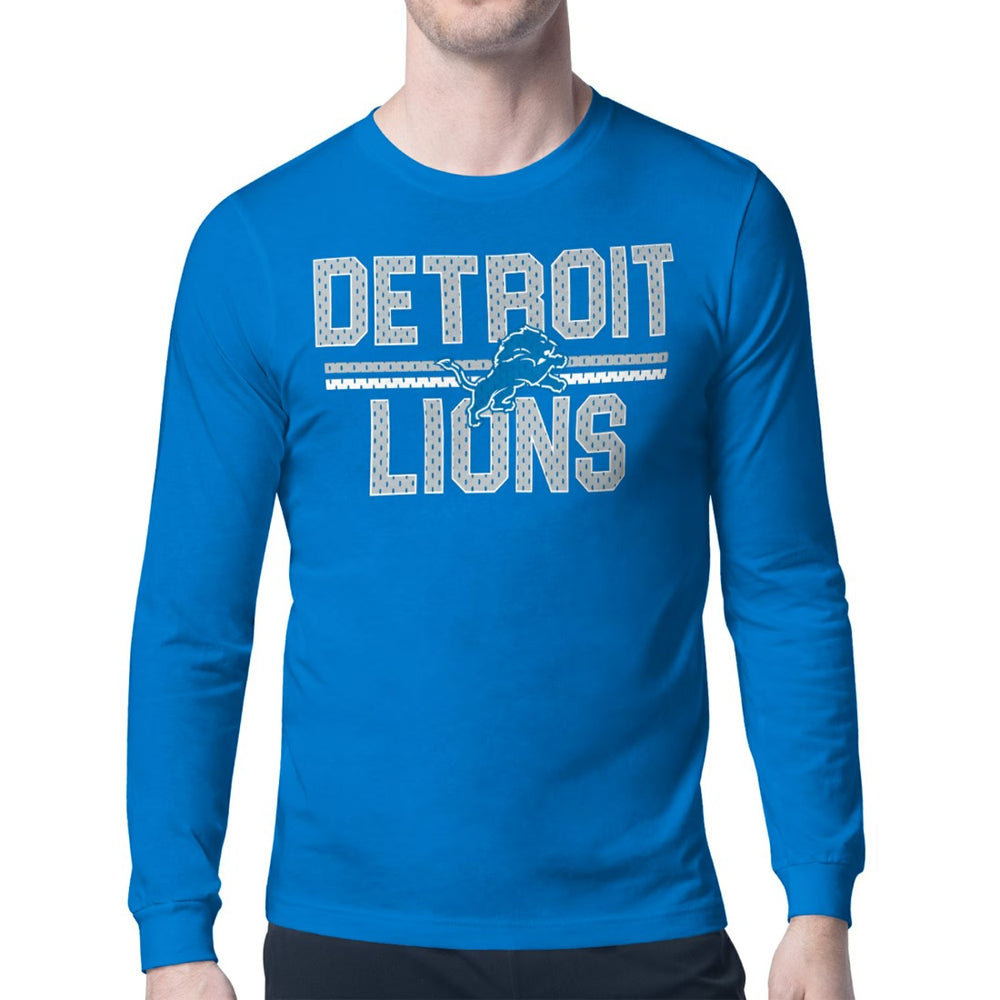Detroit Lions Starter Mesh Look Retro Team Logo Long Sleeve T-Shirt - Blue outlet