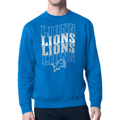 Detroit Lions Starter Four Team Name Logo Pullover Hoodie - Blue cheap