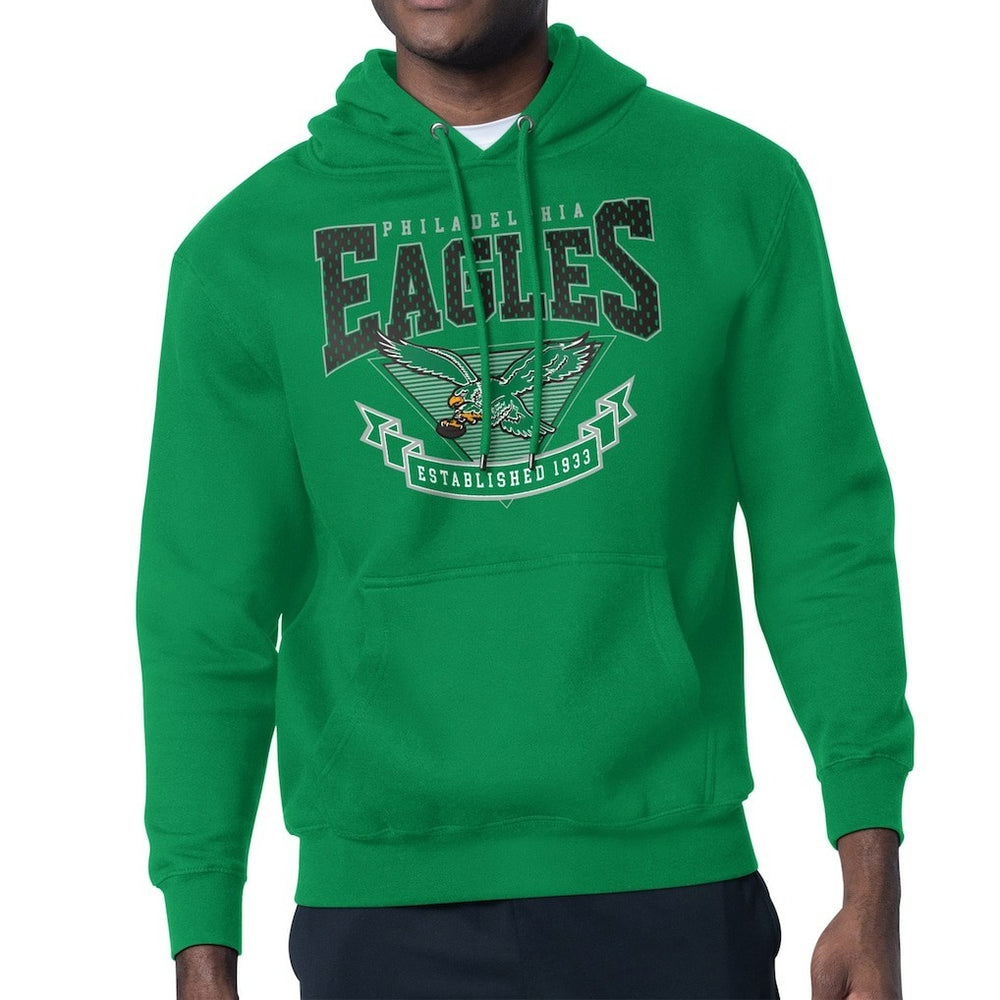 Philadelphia Eagles Starter Team Retro Logo Fleece Tri-Blend Pullover Hoodie - Kelly Green discount