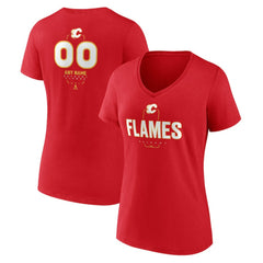 Calgary Flames Women's Personalized Name & Number Midfielder V-Neck T-Shirt Red