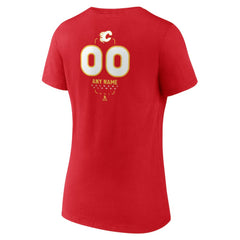 Calgary Flames Women's Personalized Name & Number Midfielder V-Neck T-Shirt Red