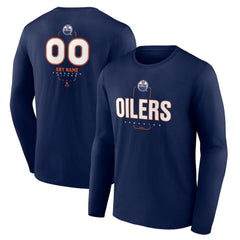 Edmonton Oilers Personalized Name & Number Midfielder Long Sleeve T-Shirt Navy