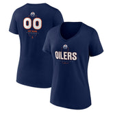 Edmonton Oilers Women's Personalized Name & Number Midfielder V-Neck T-Shirt Navy