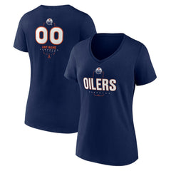 Edmonton Oilers Women's Personalized Name & Number Midfielder V-Neck T-Shirt Navy