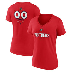 Florida Panthers Women's Personalized Name & Number Midfielder V-Neck T-Shirt Red