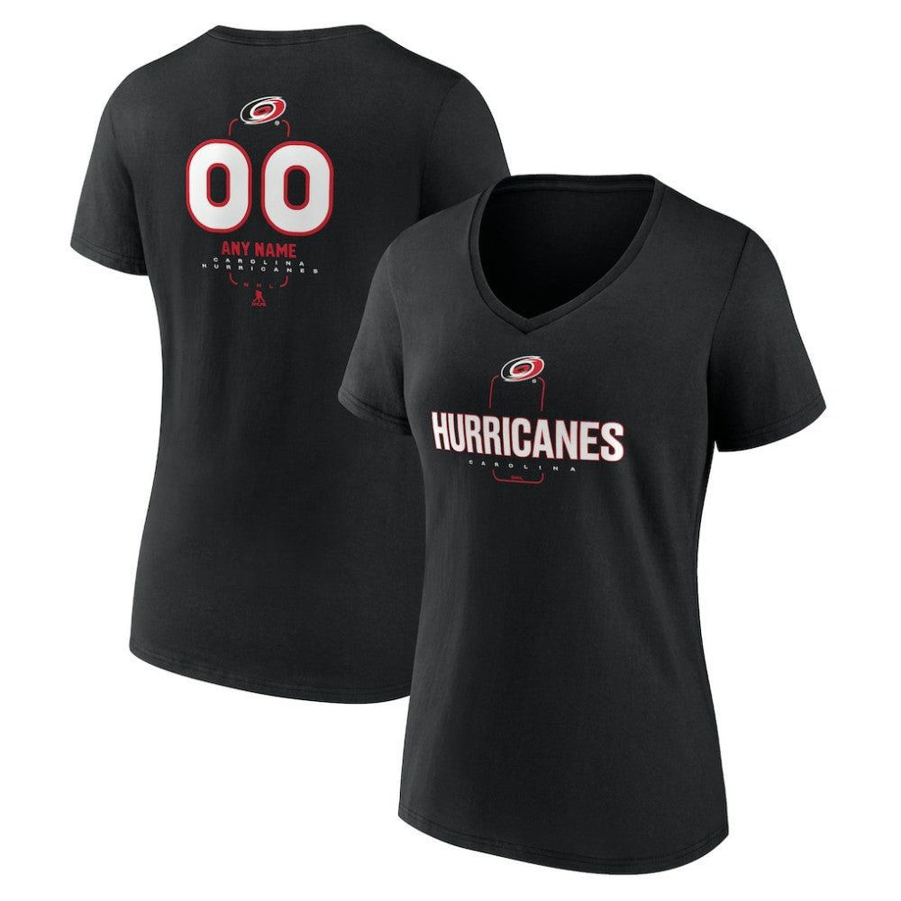 Carolina Hurricanes Women's Personalized Name & Number Midfielder V-Neck T-Shirt Black