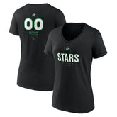Dallas Stars Women's Personalized Name & Number Midfielder V-Neck T-Shirt Black