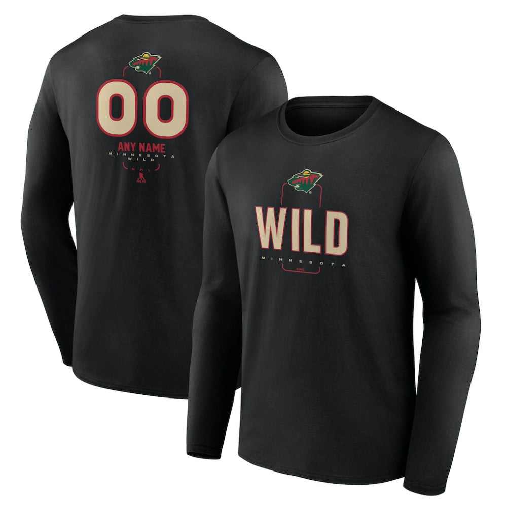 Minnesota Wild Personalized Name & Number Midfielder Long Sleeve T-Shirt Black