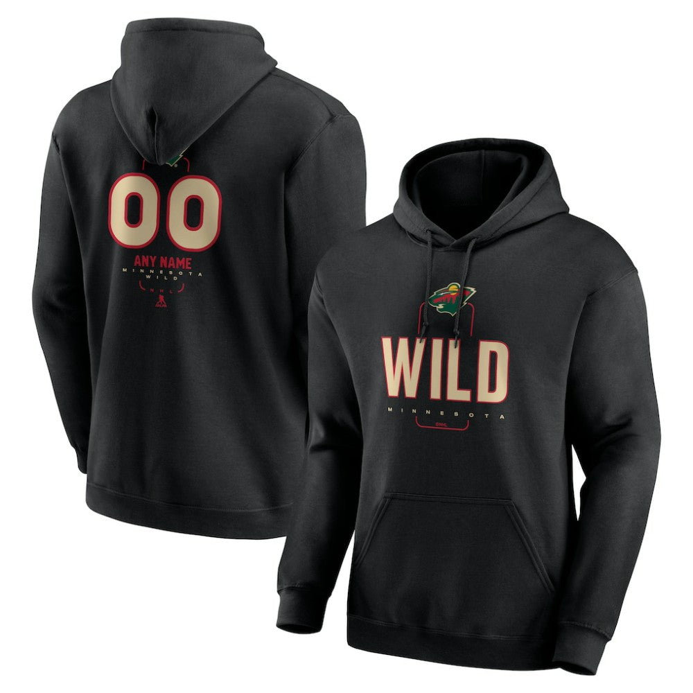 Minnesota Wild Personalized Name & Number Midfielder Pullover Hoodie Black