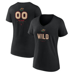 Minnesota Wild Women's Personalized Name & Number Midfielder V-Neck T-Shirt Black