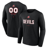 New Jersey Devils Personalized Name & Number Midfielder Long Sleeve T-Shirt Black