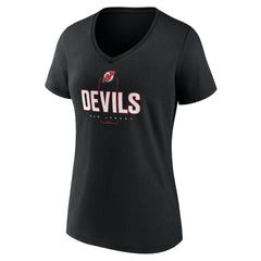 New Jersey Devils Women's Personalized Name & Number Midfielder V-Neck T-Shirt Black