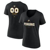 Pittsburgh Penguins Women's Personalized Name & Number Midfielder V-Neck T-Shirt Black