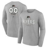 Philadelphia Flyers Personalized Name & Number Midfielder Long Sleeve T-Shirt Gray