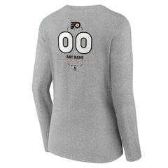 Philadelphia Flyers Women's Personalized Name & Number Midfielder Long Sleeve V-Neck T-Shirt Gray